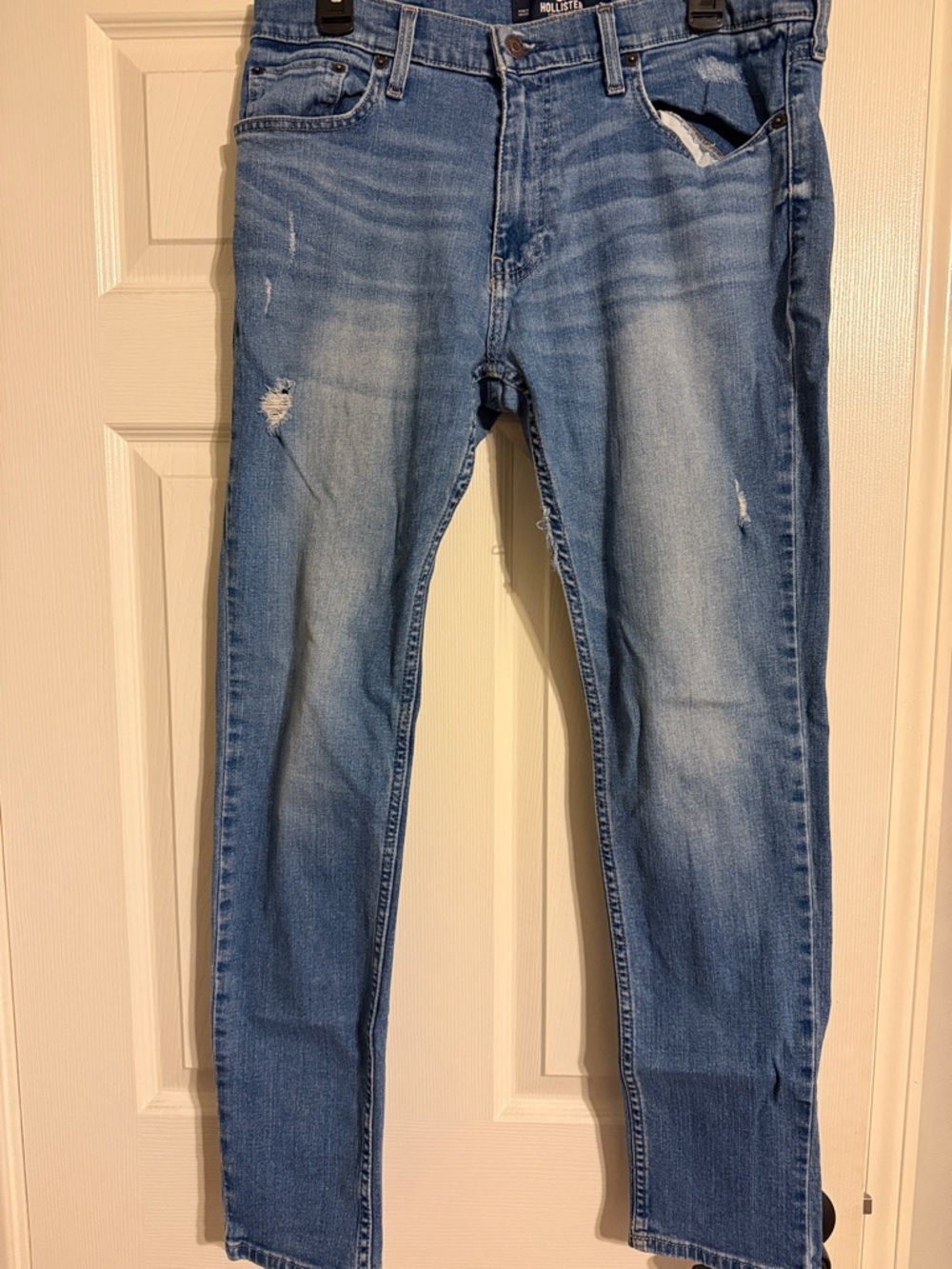 Hollister Men's Skinny Blue Distressed Jeans